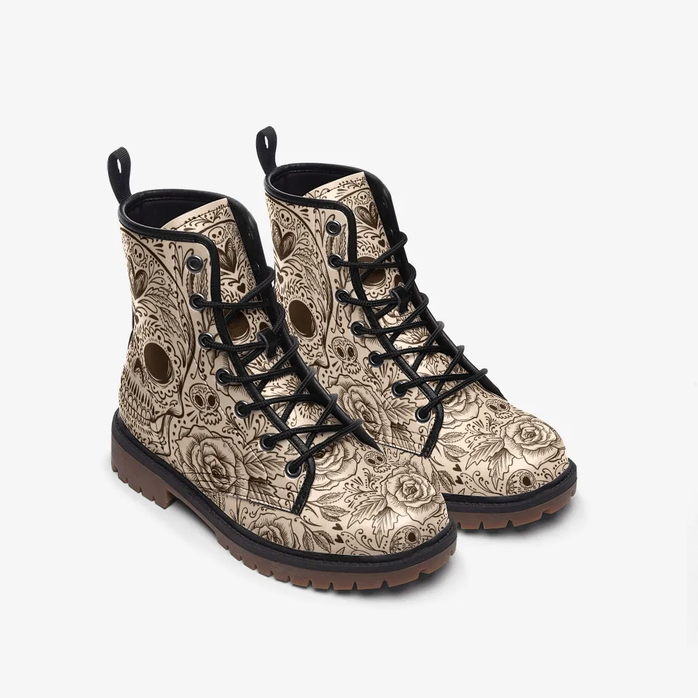 Skull flower Casual Leather Lightweight boots MT
