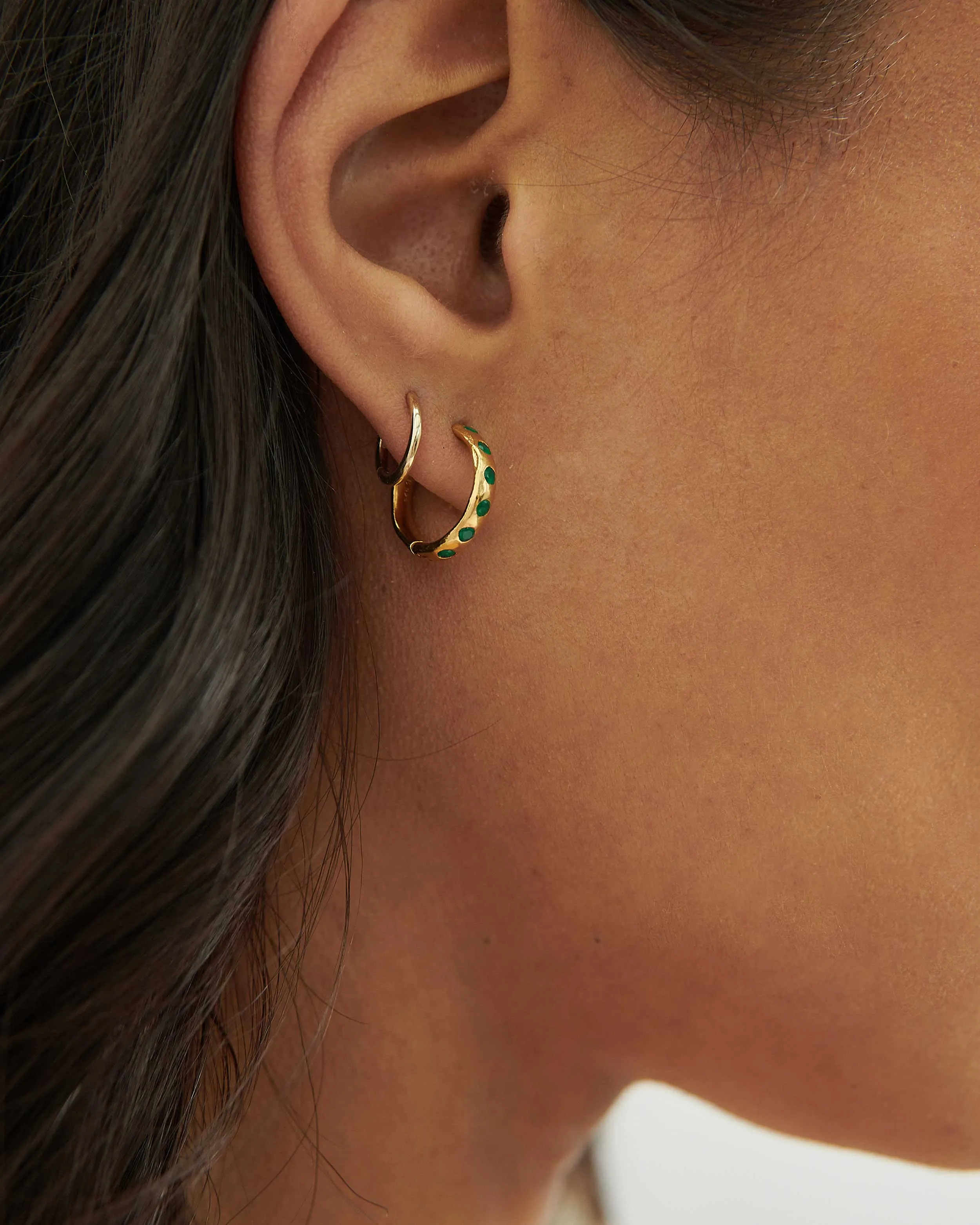 Solstice Green Onyx Earrings - Gold