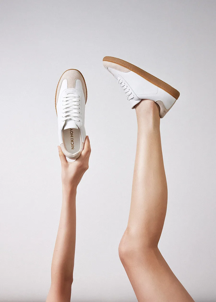 Sporty Trainer - White/Black Suede