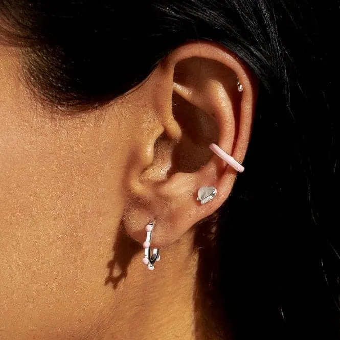 Stacks Of Style Pink Enamel Silver Plated Set Of Earrings 7098