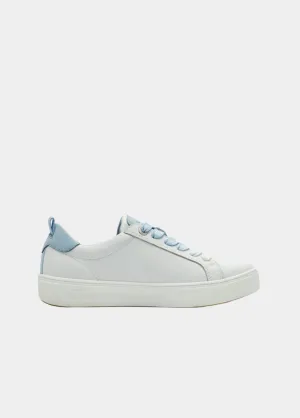 Tamaris Comfortable White/Blue Combi Leather Trainers