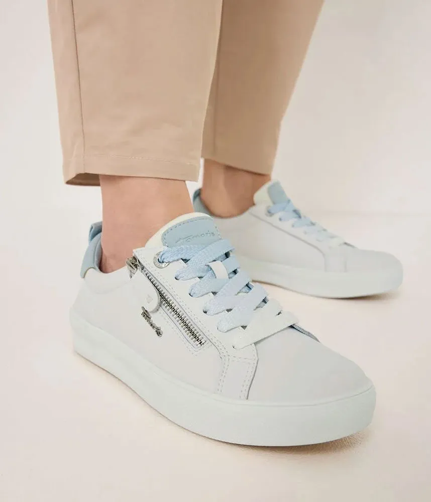 Tamaris Comfortable White/Blue Combi Leather Trainers