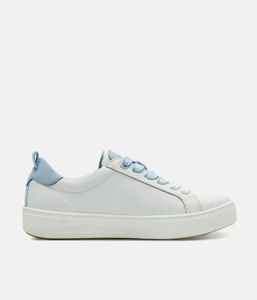 Tamaris Comfortable White/Blue Combi Leather Trainers