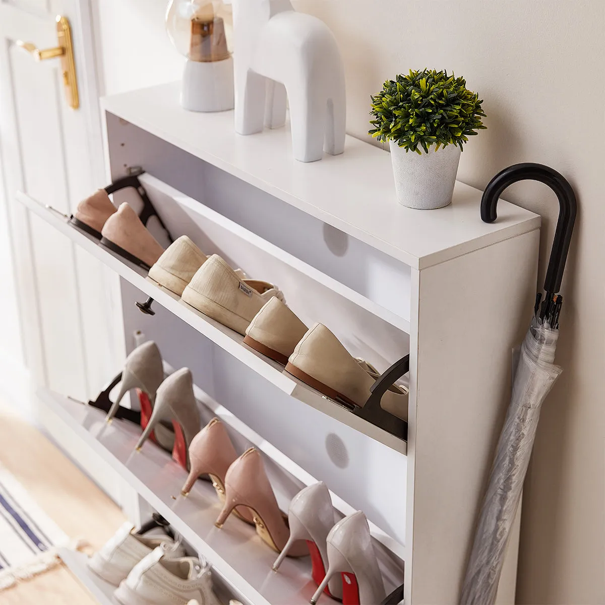 Ultra-Slim Entryway Flip Shoe Cabinet
