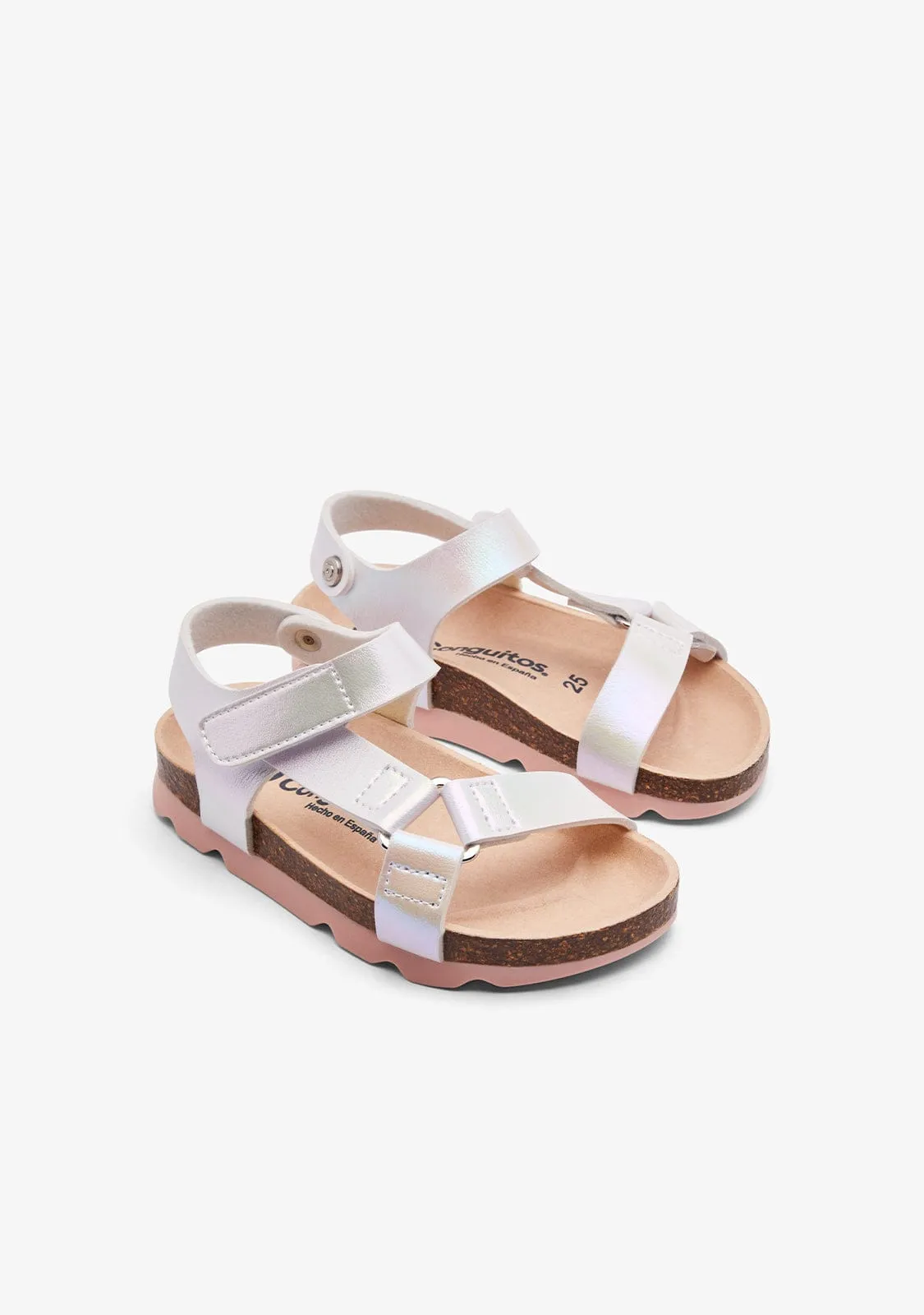 White Iridiscent Strips Bio Sandals