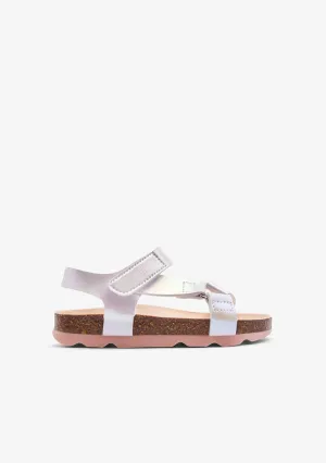 White Iridiscent Strips Bio Sandals