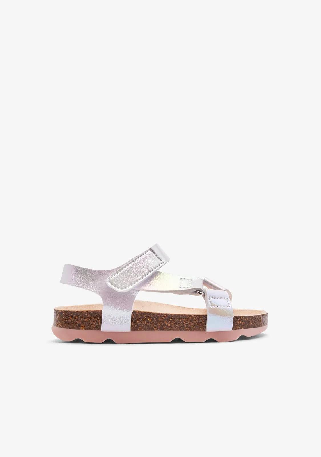 White Iridiscent Strips Bio Sandals