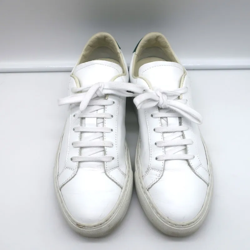 Woman by Common Projects Retro Low Top Sneakers White & Green Leather Size 37
