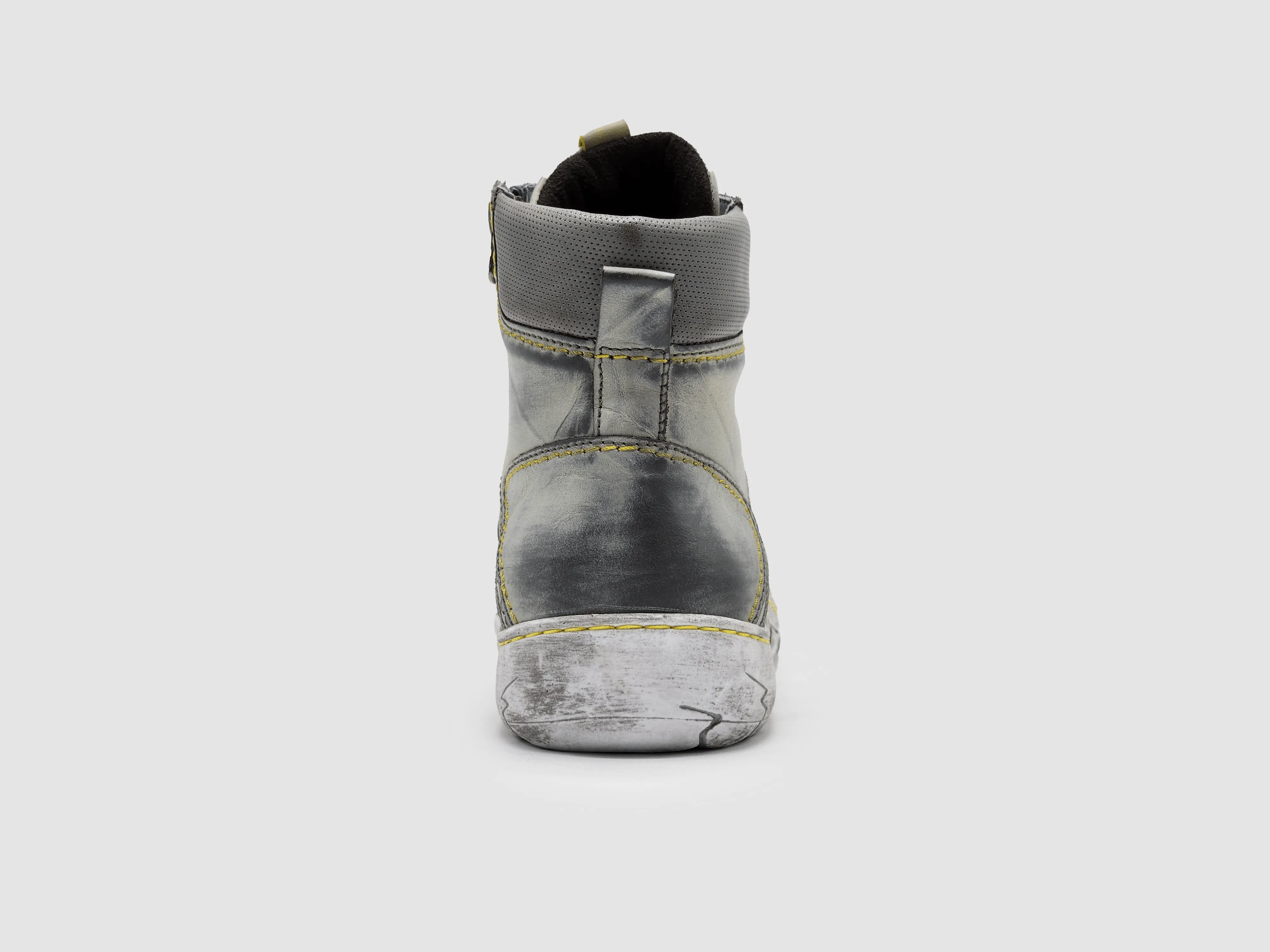 Women's Original Insulated Zip-Up Leather Boots - Grey & Yellow