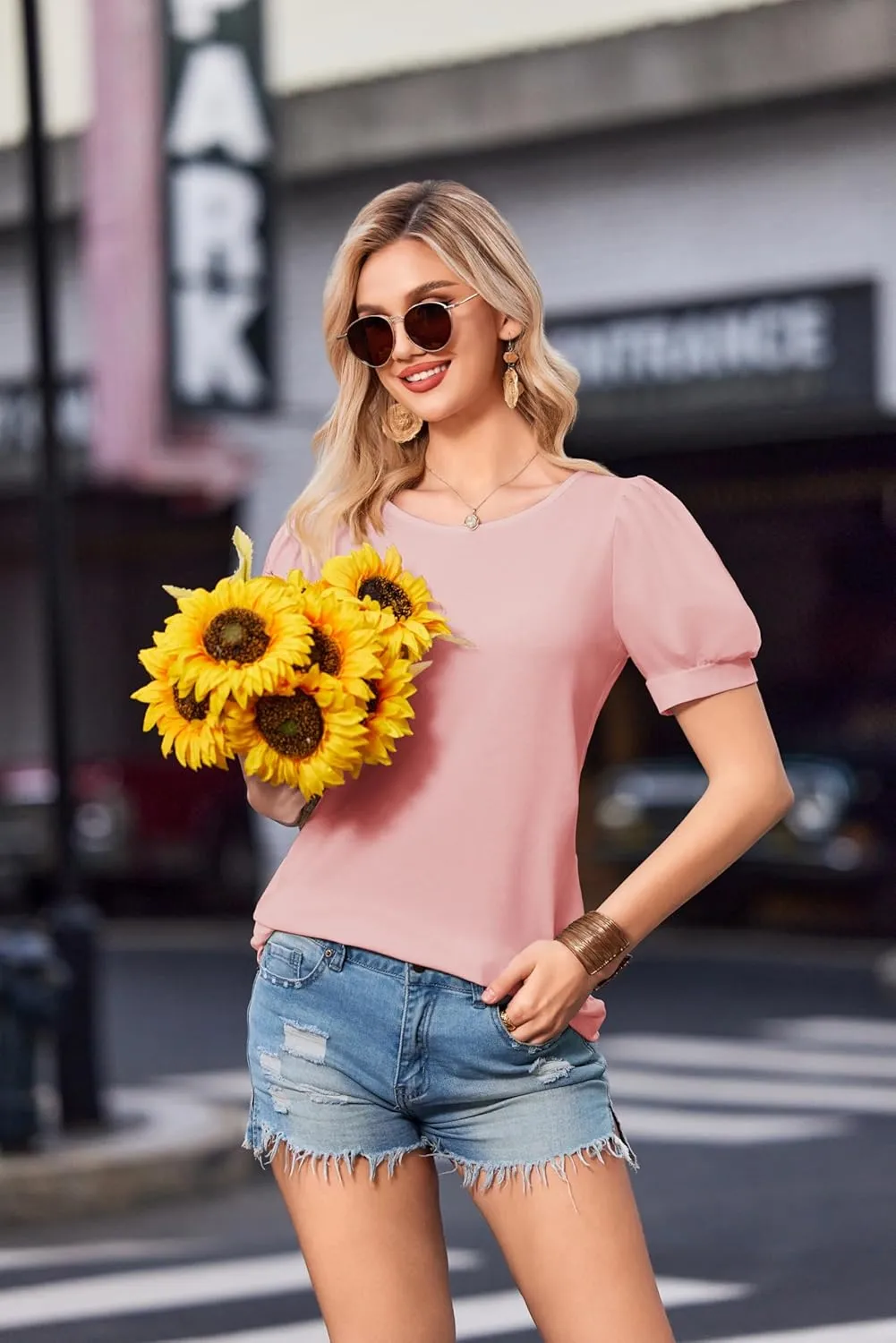 Zeagoo Women's T-Shirt Crew Neck Short Sleeve Tops (DE Only)